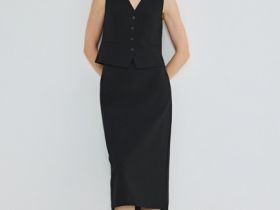 Прямая юбка миди, Черный