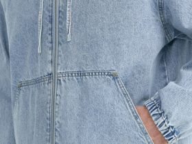 Джинсовая куртка на молнии с капюшоном, Голубой