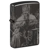 Зажигалка ZIPPO Skull King с покрытием High Polish Black, латунь/сталь, черная, глянцевая, 38x13x57 мм
