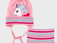Комплект трикотажный для девочек: шапка, снуд