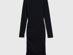 Платье в рубчик с завязками для девочек, Черный