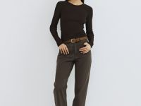 Приталенный джемпер с люрексом, Коричневый