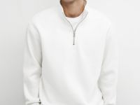 Толстовка с воротником-стойкой на молнии, Белый
