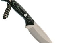 Нож Пиранья, сталь N690, рукоять G-10 черно-зеленая с паракордом