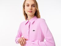 Женская хлопковая рубашка Lacoste с нашивкой-логотипом