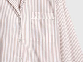 Пижамная рубашка в полоску, Бежевый