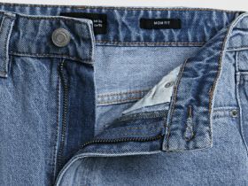 Джинсы Мом из плотного денима, Голубой