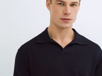 Поло с длинным рукавом, Синий