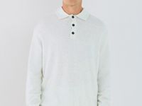 Джемпер поло из шерсти мериноса, Серый