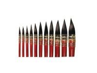 Кисть белка №3 круглая с острым кончиком Leonard "772RO" короткая перламутровая красная ручка