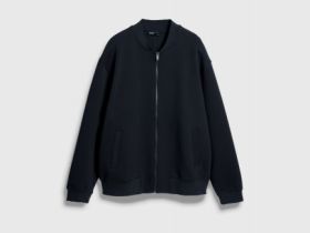 Бомбер на молнии из ткани интерлок, Черный