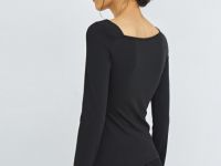 Лонгслив с асимметричным вырезом, Черный