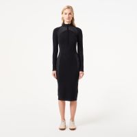Женское облегающее длинное платье Lacoste на молнии с длинным рукавом