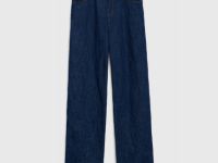 Свободные жатые джинсы с высокой посадкой, Синий