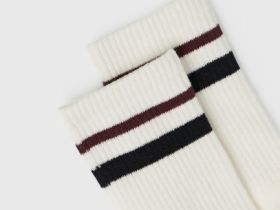 Высокие носки в рубчик, Белый