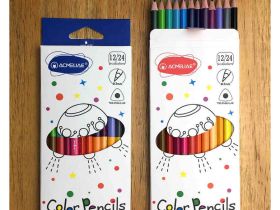 Набор карандашей цветных двусторонних трехгранных Acmeliae 12 шт/24 цв, в картонном футляре