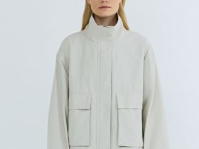 Лёгкая куртка с воротником-стойкой, Бежевый