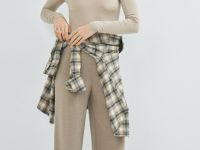 Прямые трикотажные брюки, Коричневый