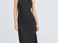 Сатиновое платье макси, Черный