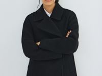 Короткое пальто из шерсти, Черный