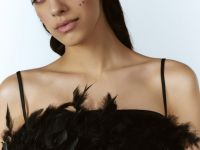 Топ с натуральными перьями, Черный