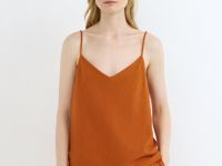 Топ изо льна на бретелях, Оранжевый