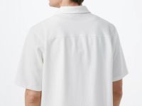 Трикотажная рубашка из фактурного полотна с коротким рукавом, Белый