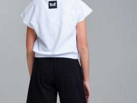 Комплект трикотажный для девочек: фуфайка (футболка), шорты