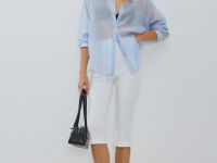 Блузка из лиоцелла, Голубой