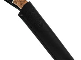 Шкуросъёмный нож Гид, сталь дамаск, рукоять карельская береза