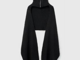 Шарф с воротником на молнии, Черный