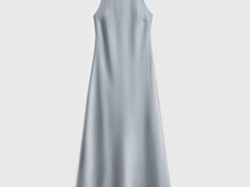 Сатиновое платье с американской проймой, Серый