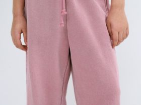 Широкие трикотажные брюки для девочек, Розовый