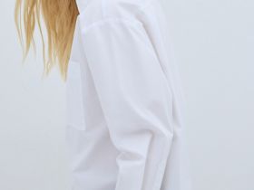 Рубашка из хлопка с контрастными манжетами, Белый