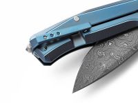 Складной нож LionSteel MT01, сталь дамаск, рукоять титан, синий