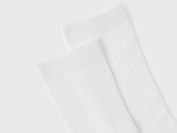 Носки в рубчик с содержанием вискозы, Белый