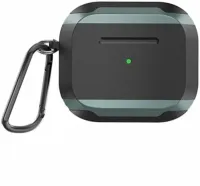 Чехол WiWU Defender Strong Metal для AirPods 3 противоударный с карабином (черный/серый)