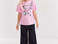 Розовая футболка оверсайз с принтом Hello Kitty для девочки Глория Джинс