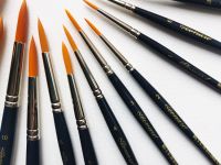 Кисть синтетика №14 круглая Leonard Acrylstyl "1158" короткая ручка жемчужно-синяя