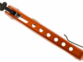 Нож складной LionSteel SR1A OB ORANGE, сталь D2 Black Finish, рукоять алюминий (Solid®), оранжевый