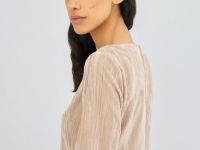 Платье мини из жатого бархата, Бежевый