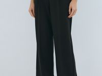 Прямые брюки со складками, Черный