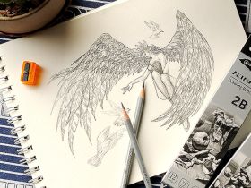 Скетчбук для рисования и графики Acmeliae 8K 375х260 мм 150 г 30 л, для карандашей и угля