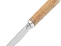 Охотничий нож Скинер, сталь Х12МФ, рукоять карельская береза, дюраль, с откованным долом