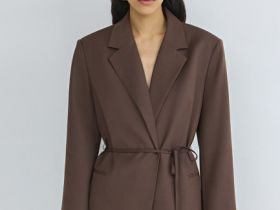 Жакет с поясом, Коричневый