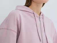 Толстовка на молнии с эффектом стирки, Розовый