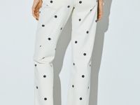 Прямые джинсы в горошек, Бежевый