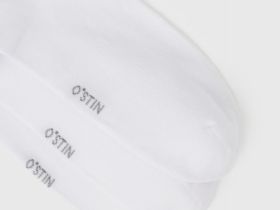 Высокие носки в рубчик, 3 пары, Белый