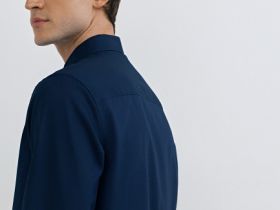 Рубашка из структурной ткани, Синий