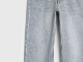 Прямые джинсы с высокой посадкой, Серый